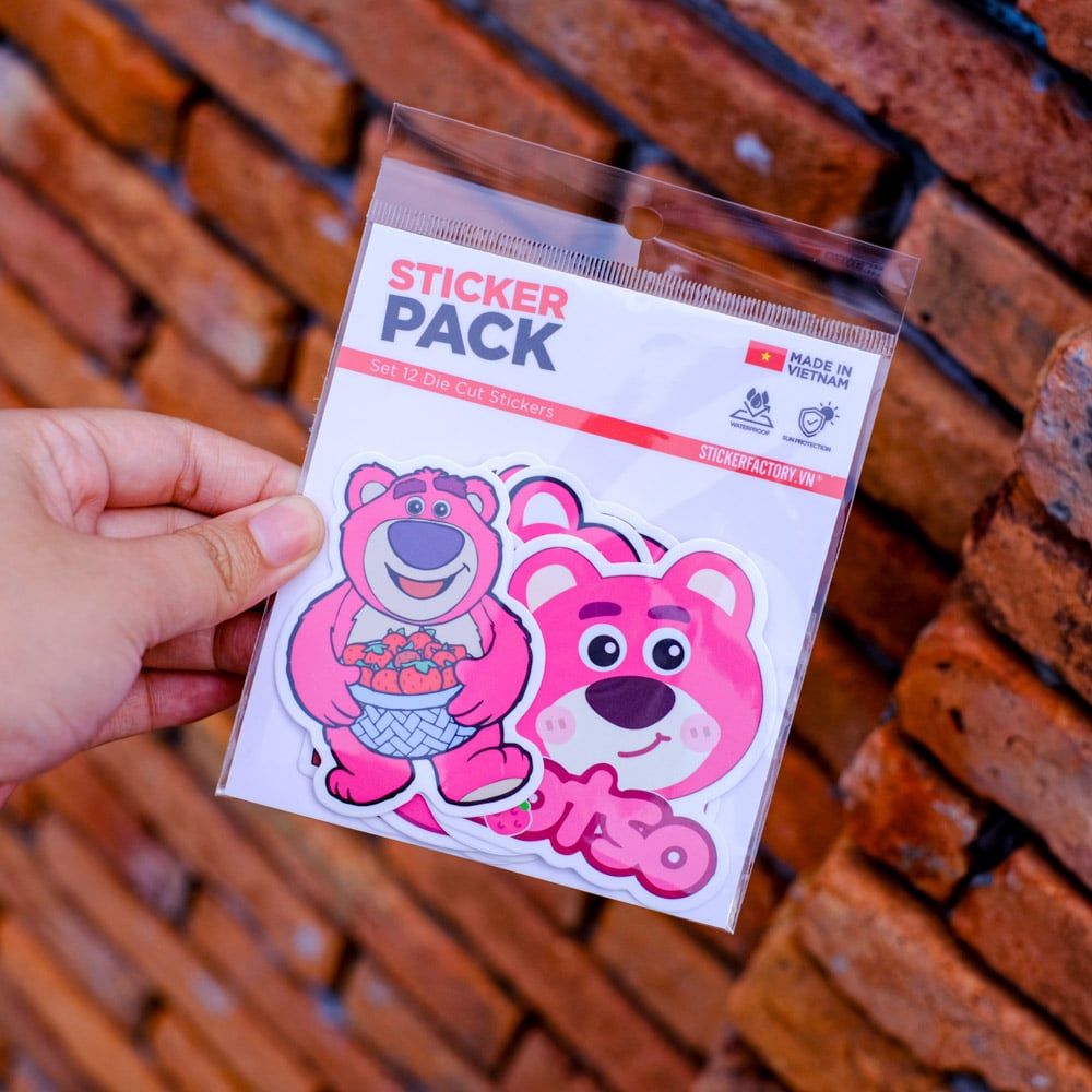 SET12029 GẤU DÂU – Set 12 Die Cut Sticker Pack
