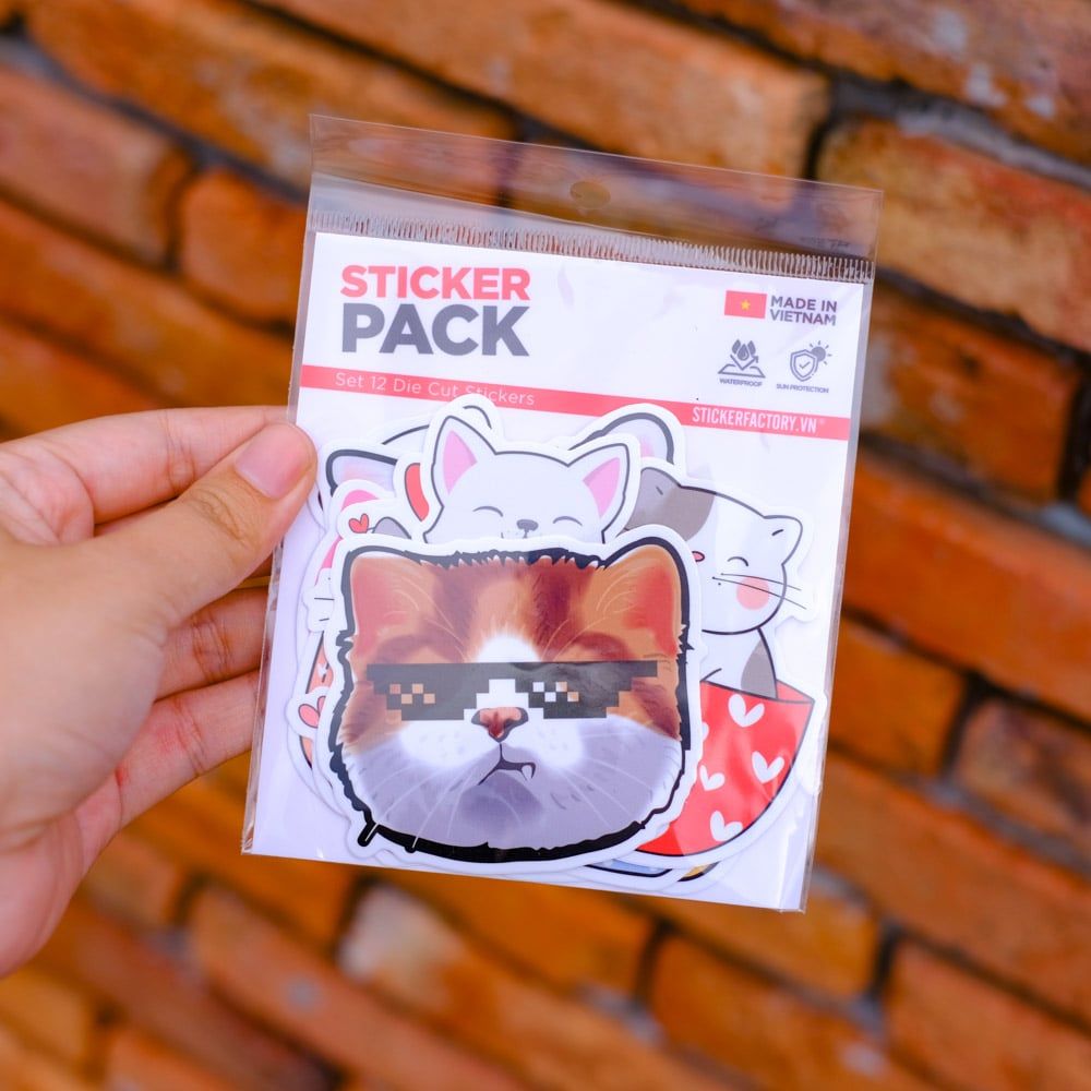 SET12002 MÈO – Set 12 Die Cut Sticker Pack