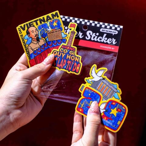  GLIT004 Vietnam Independence Day - Set 4 Glitter sticker  - Hình dán kim tuyến 
