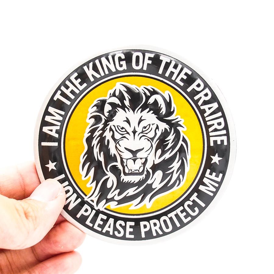 Sticker hình dán metal Lion Round