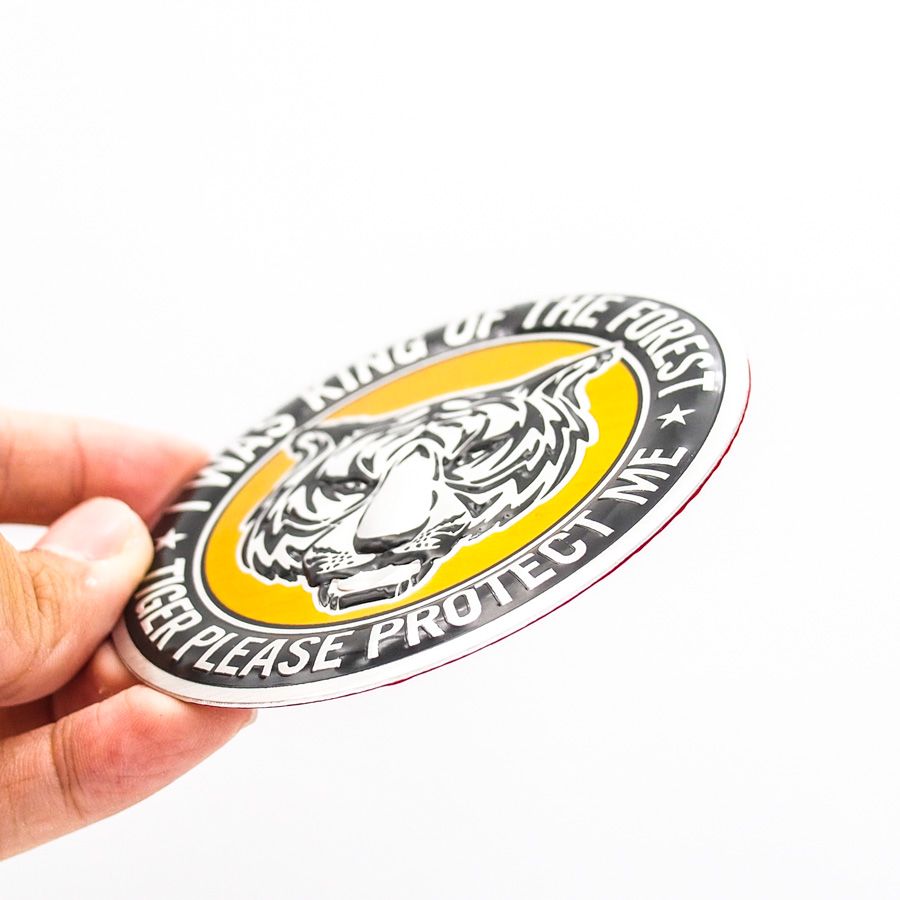 Sticker hình dán metal Tiger Round