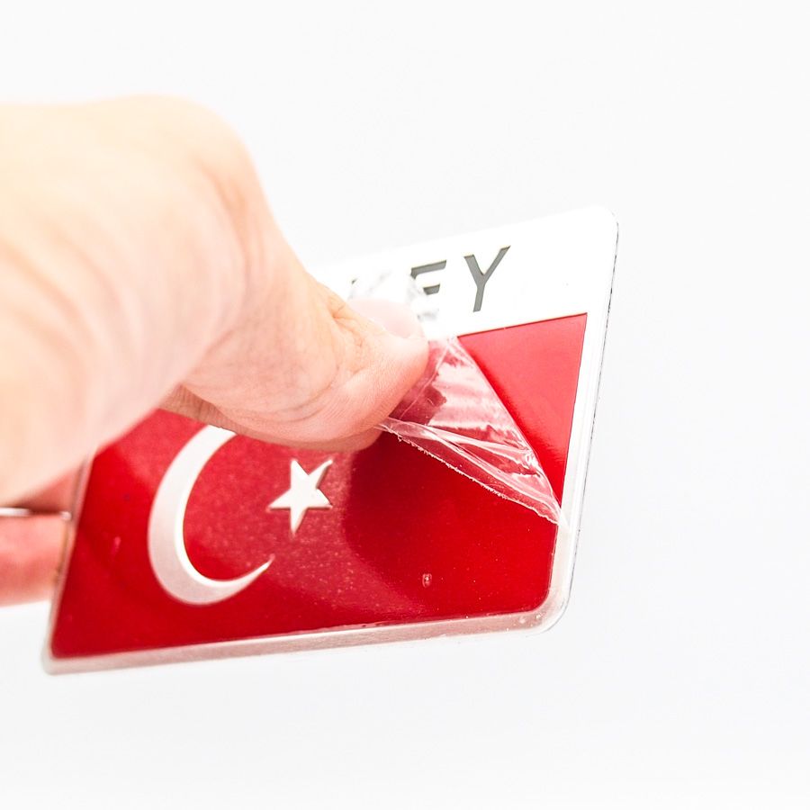 Sticker hình dán metal cờ Thổ Nhĩ Kỳ Turkey - Miếng lẻ