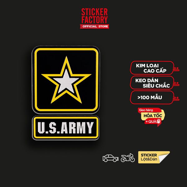 US ARMY - Set 2 miếng Sticker metal hình dán kim loại