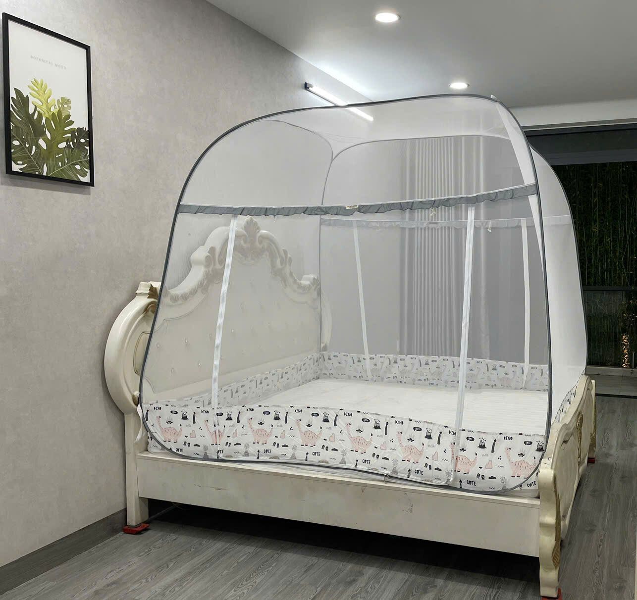 Mùng Chụp Đỉnh Rộng Cao Cấp Mộc Miên KL20 - 2 Cửa- Phiên bản mới cao hơn và nóc rộng hơn