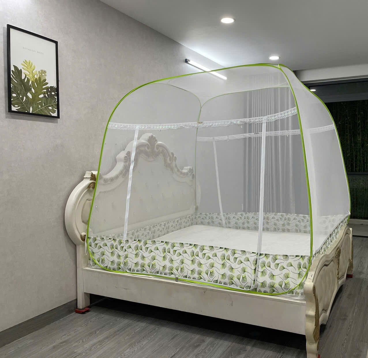 Mùng Chụp Tự Bung Đỉnh Rộng Cao Cấp Mộc Miên XL8 - 3 Cửa - Phiên bản mới cao hơn và nóc rộng hơn