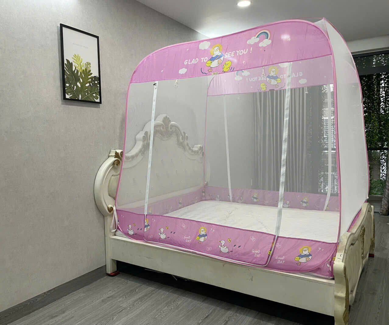 Mùng Chụp Đỉnh Vuông Cao Cấp Mộc Miên - 3 Cửa