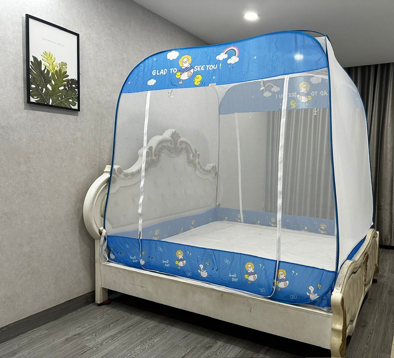 Mùng Chụp Đỉnh Vuông Cao Cấp Mộc Miên - 3 Cửa