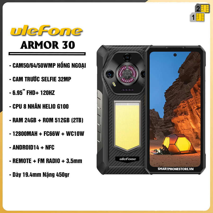 Ulefone Armor 30 - Chính hãng nguyên Seal Giá Tốt + KM Hấp Dẫn - 09175.09195