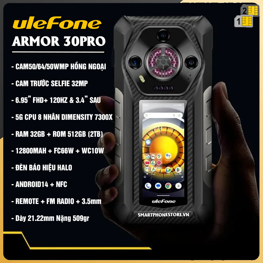 Ulefone Armor 30Pro 5G - Chính hãng nguyên Seal GIÁ TỐT + KM HẤP DẪN - 09175.09195
