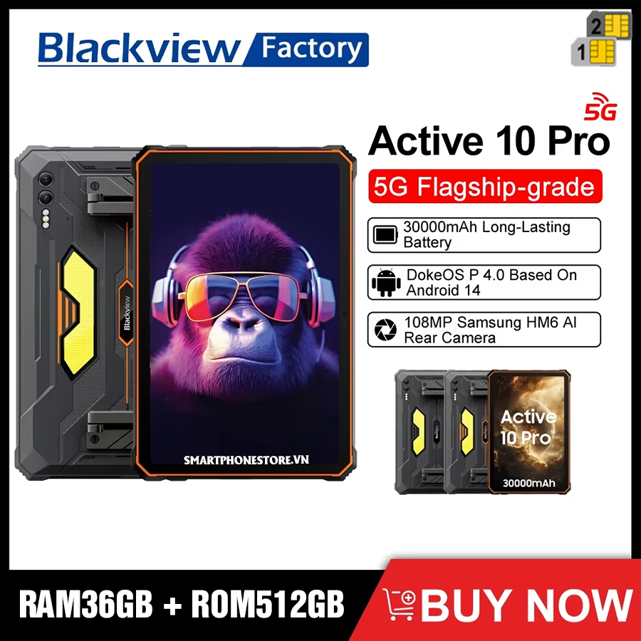 Blackview Active 10Pro 5G - Máy tính bẳng 11inch siêu bền pin30000mAh Ram36/512GB Cam108/50MP Android14