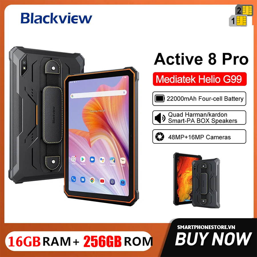 Blackview Active 8Pro - Máy tính bảng siêu bền 10.36inch 2.4K Ram16GB Rom256GB Pin22000mAh Cam48/16MP Android13