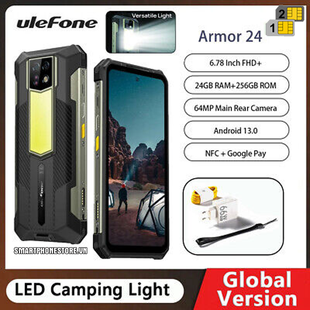Ulefone Armor 24 - IP68/69K Pin 22000mAh Ram24GB Cam64/16MP Android 13