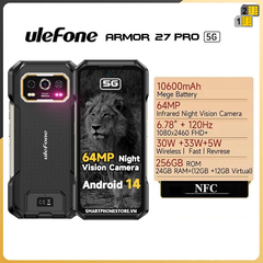 Ulefone Armor 27Pro - 5G IP68/69K Pin10600mAh Cam50/64/32MP Ram24/256GB Android14