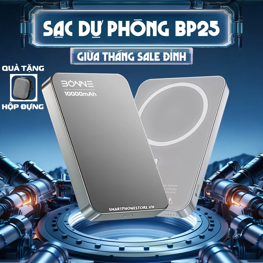 Pin Sạc Dự Phòng Bonne BP25 Magsafe – Siêu Mỏng, Dung Lượng 5000mAh/10000mAh