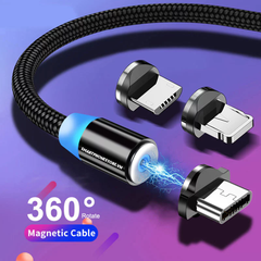 Cáp nam châm 360 sạc nhanh đa năng type c/lightning/micro usb 3 trong 1