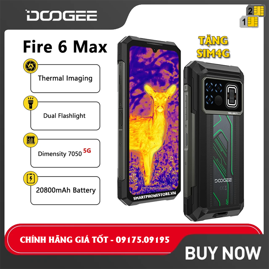 Doogee Fire 6 Max 5G - Chính hãng nguyên Seal GIÁ TỐT + Khuyến Mãi Hấp Dẫn - Ship COD 09175.09195