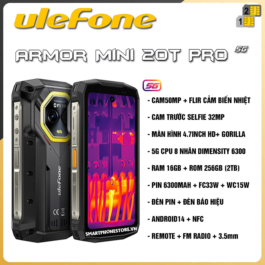 Ulefone Armor Mini 20T Pro 5G - Chính hãng Nguyên Seal Giá Tốt - 09175.09195