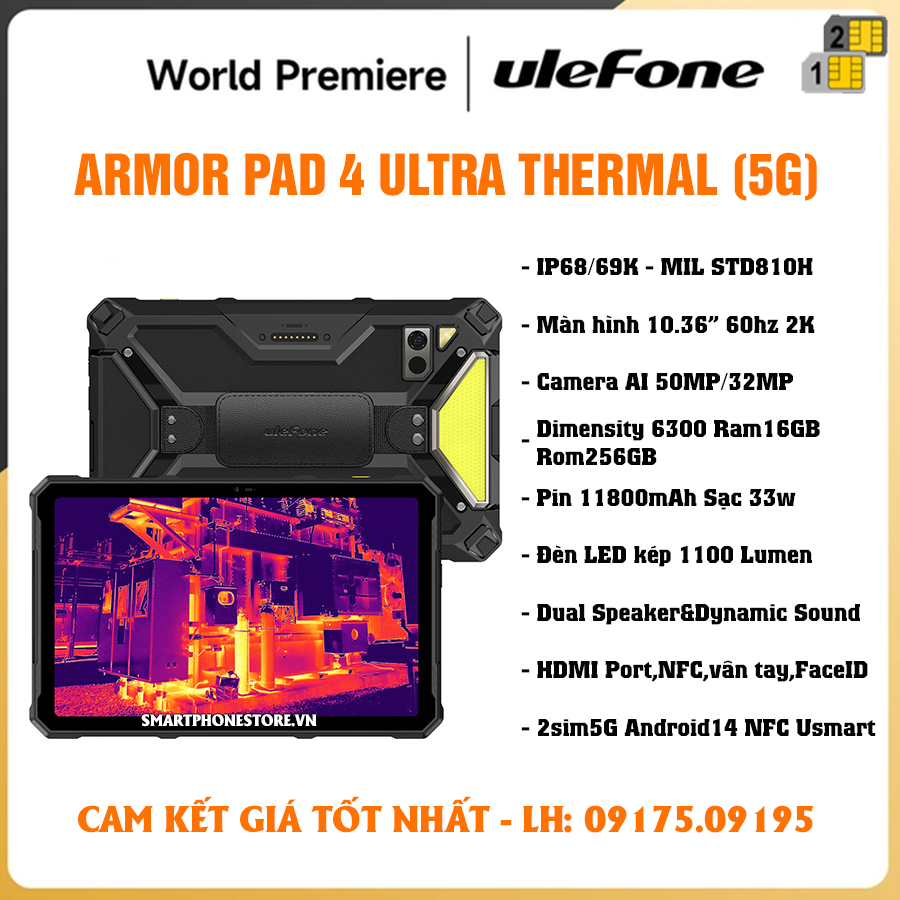 Máy tính bảng Ulefone Armor Pad 4T Ultra 5G - Chính hãng mới nguyên Seal GIÁ TỐT - 09175.09195