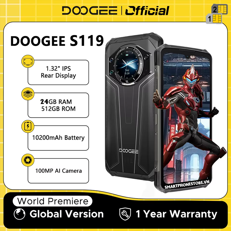 Doogee S119 - Chính hãng mới nguyên Seal GIÁ TỐT + KM hấp dẫn - 09175.09195