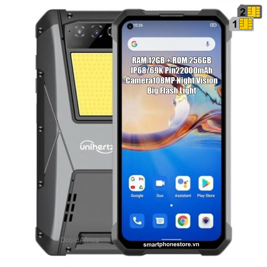 Unihertz Tank - Siêu bền Ram8GB pin 22000mAh cực khủng  4Cam108MP hồng ngoại