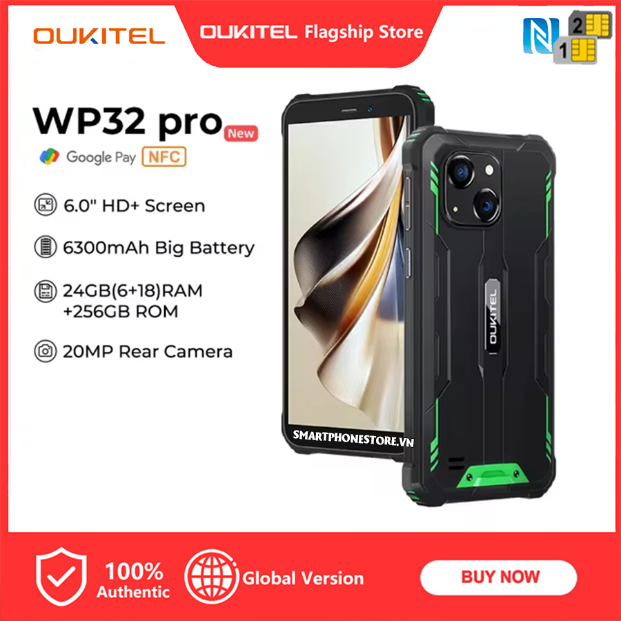 Oukitel WP32 Pro - 6inch Cam20/5MP Ram24GB Rom256GB Pin6300mAh Android14