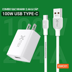 Combo cóc củ cáp sạc nhanh 100W Type-C XWC01 chất lượng - XMAX