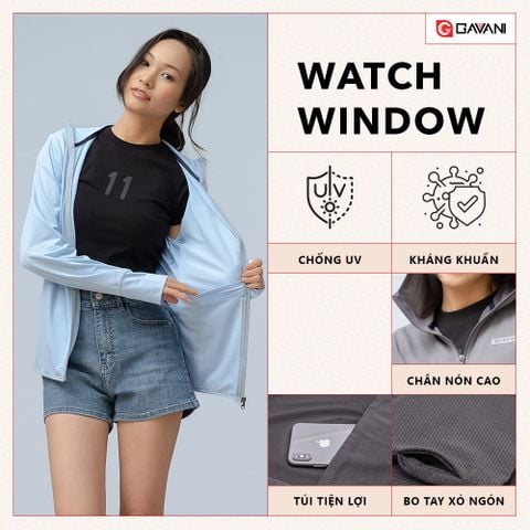 Áo khoác nữ UV, chống nắng và kháng khuẩn Gavani hoz watch window