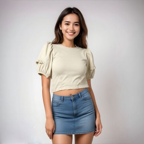 Áo thun nữ thiết kế kiểu cách điệu croptop _ Gavani akh Puff Sleeve W1