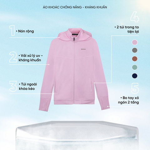 Áo khoác nữ UV, chống nắng và kháng khuẩn Gavani HOZ SUN SAFETY
