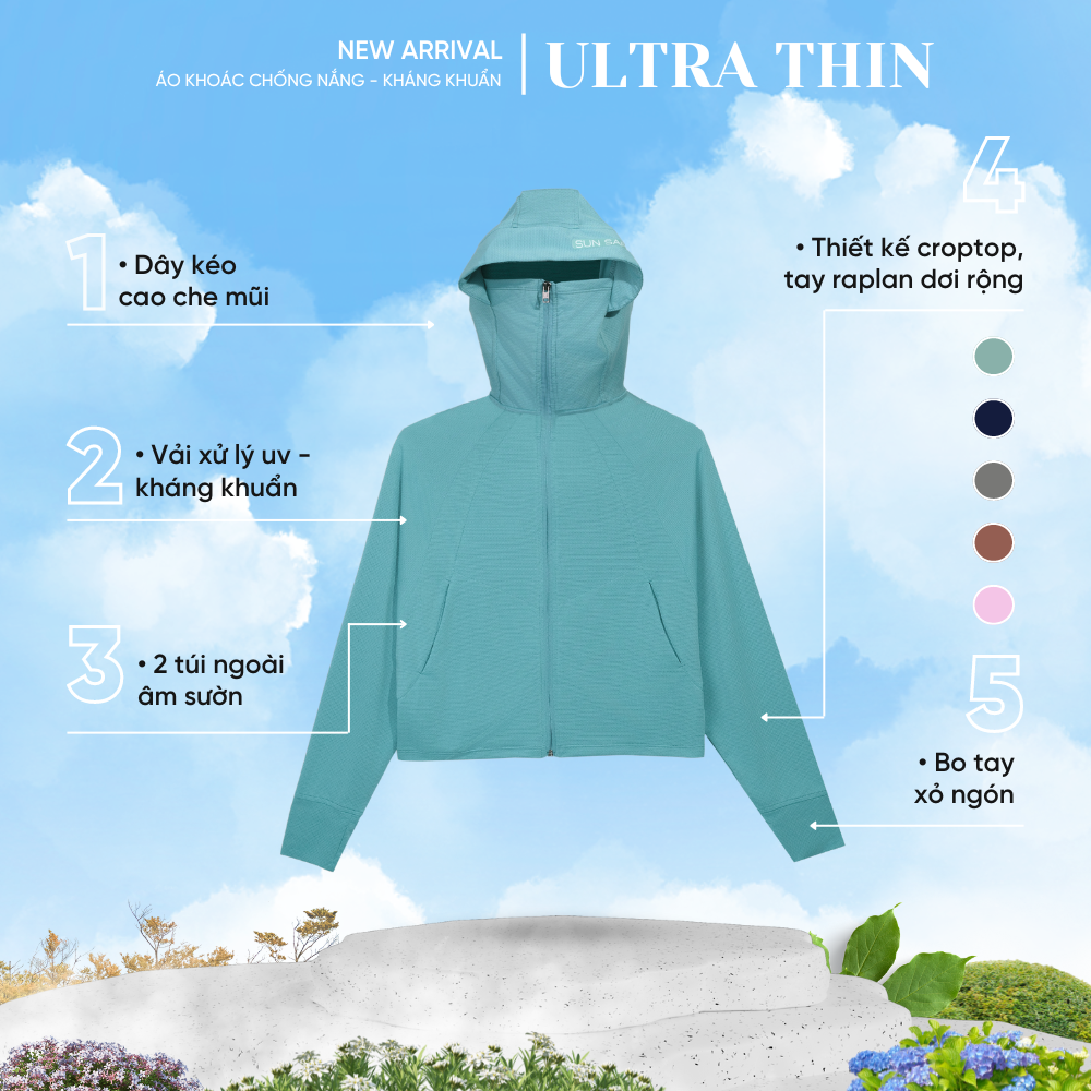 Áo khoác nữ UV, chống nắng và kháng khuẩn Gavani Hoz Ultra-Thin