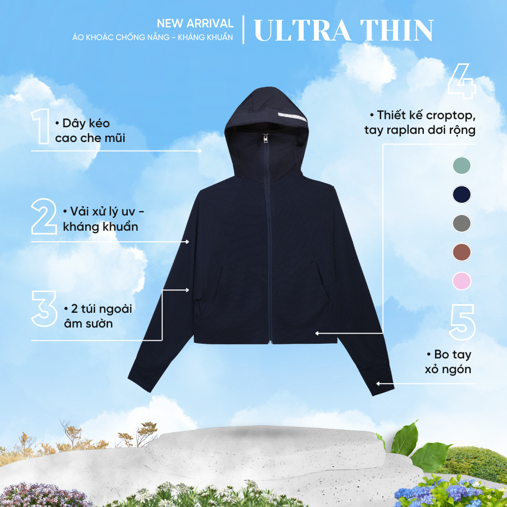 Áo khoác nữ UV, chống nắng và kháng khuẩn Gavani Hoz Ultra-Thin
