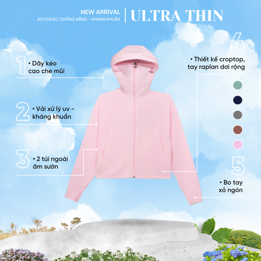 Áo khoác nữ UV, chống nắng và kháng khuẩn Gavani Hoz Ultra-Thin