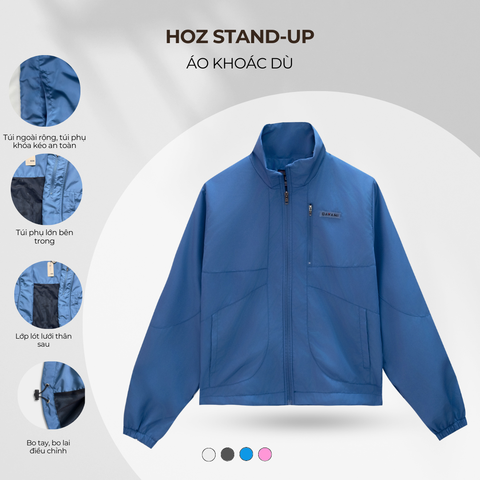 Áo khoác dù nam, áo khoác gió nam 2 lớp _ Gavani hoz Stand-up collar
