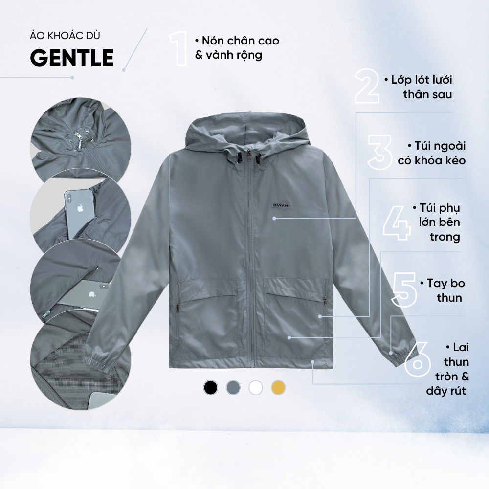 Áo khoác dù nam, áo khoác gió nam 2 lớp _ Gavani hoz Gentle