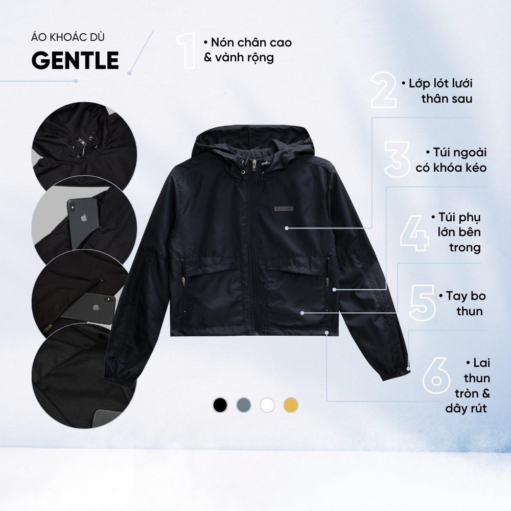 Áo khoác dù nữ, áo khoác gió 2 lớp _ Gavani hoz Gentle