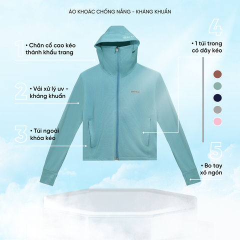 Áo khoác nữ UV, chống nắng và kháng khuẩn Gavani HOZ SUN SAFETY 2