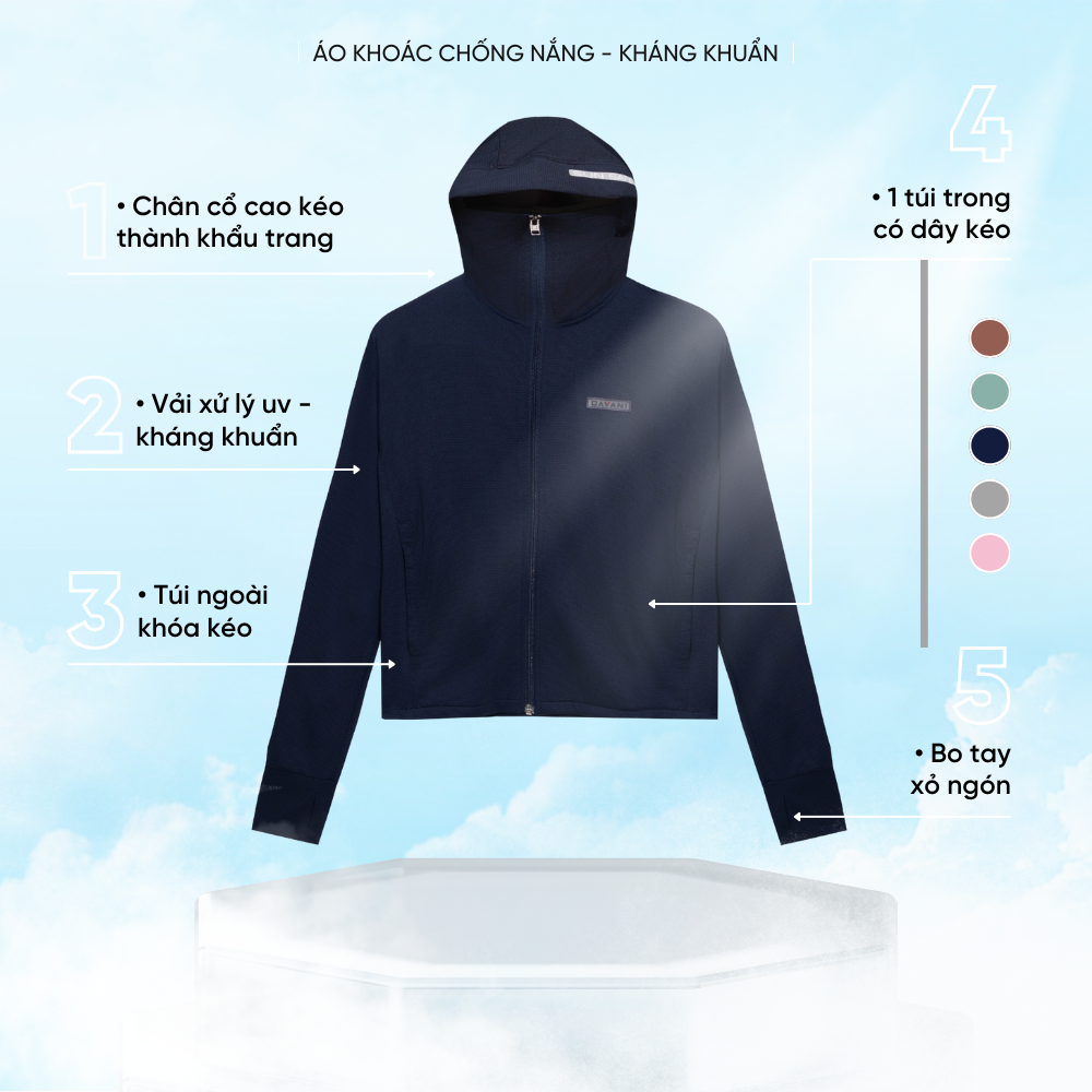 Áo khoác nữ UV, chống nắng và kháng khuẩn Gavani HOZ SUN SAFETY 2