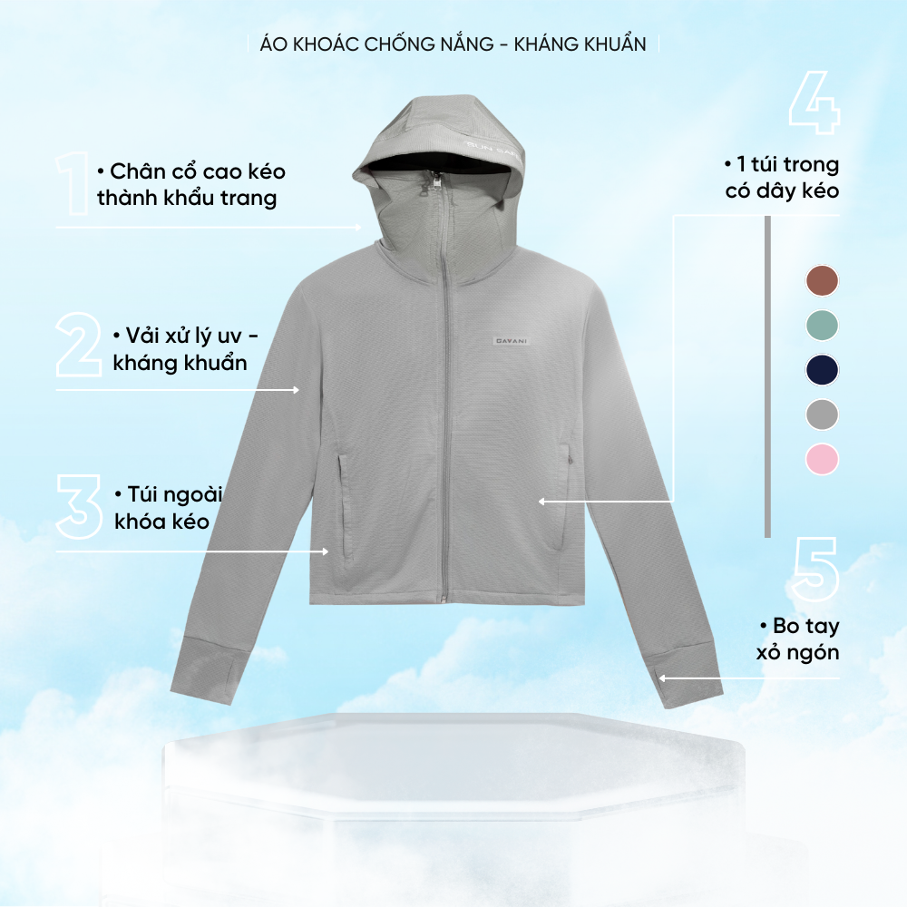 Áo khoác nữ UV, chống nắng và kháng khuẩn Gavani HOZ SUN SAFETY 2