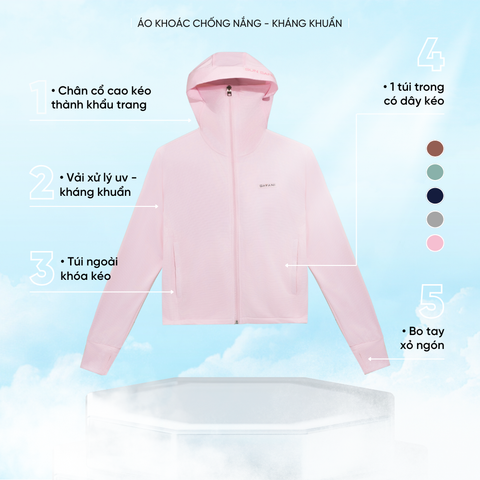 Áo khoác nữ UV, chống nắng và kháng khuẩn Gavani HOZ SUN SAFETY 2