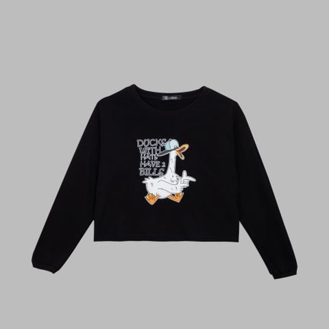 Áo thun nữ croptop dài tay _ Gavani akh Duck