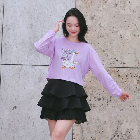 Áo thun nữ croptop dài tay _ Gavani akh Duck
