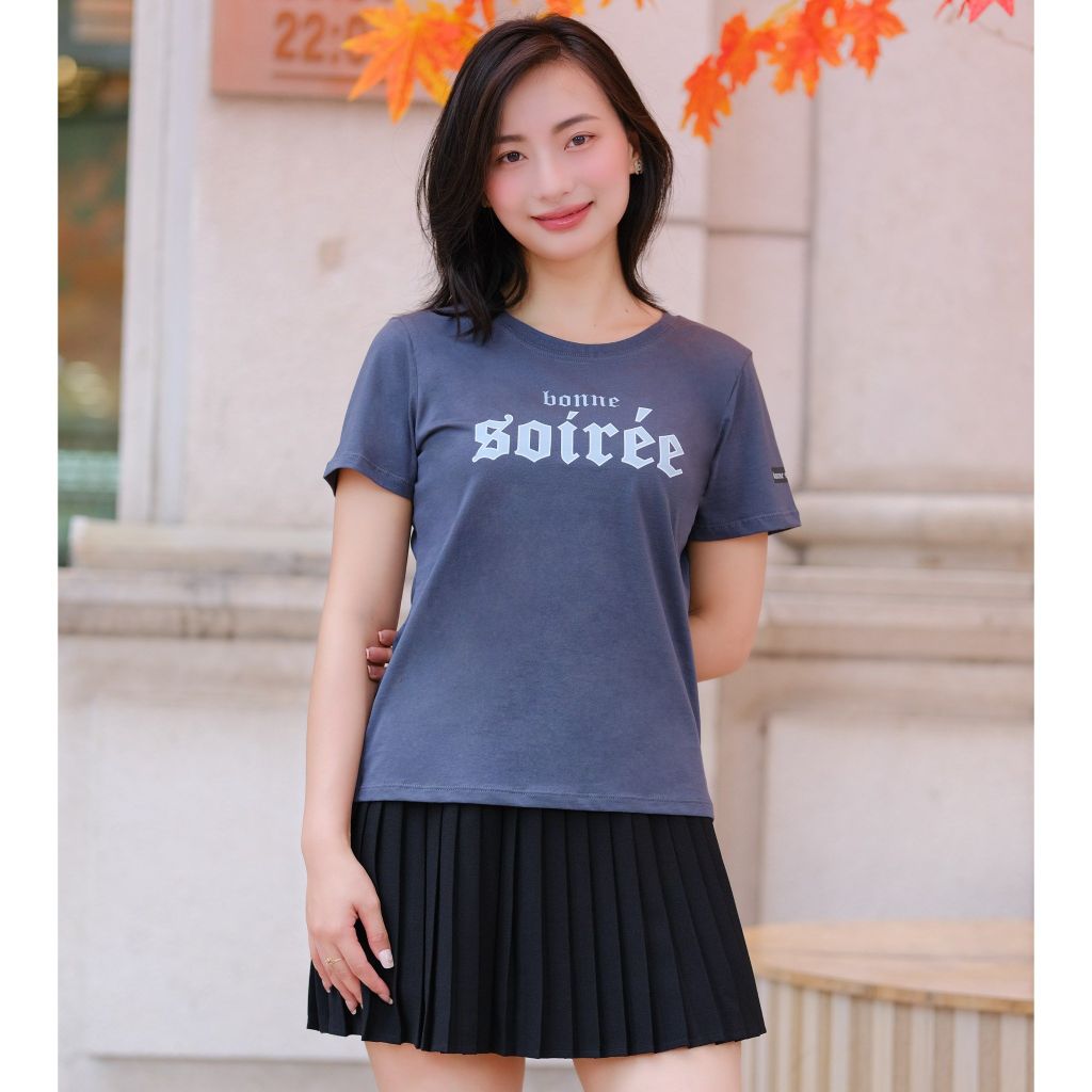 Áo thun nữ cổ tròn form basic Gavani Akh Bonne Soiree