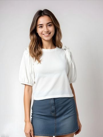 Áo thun nữ thiết kế cách điệu croptop _ Gavani akh Puff Sleeve W2