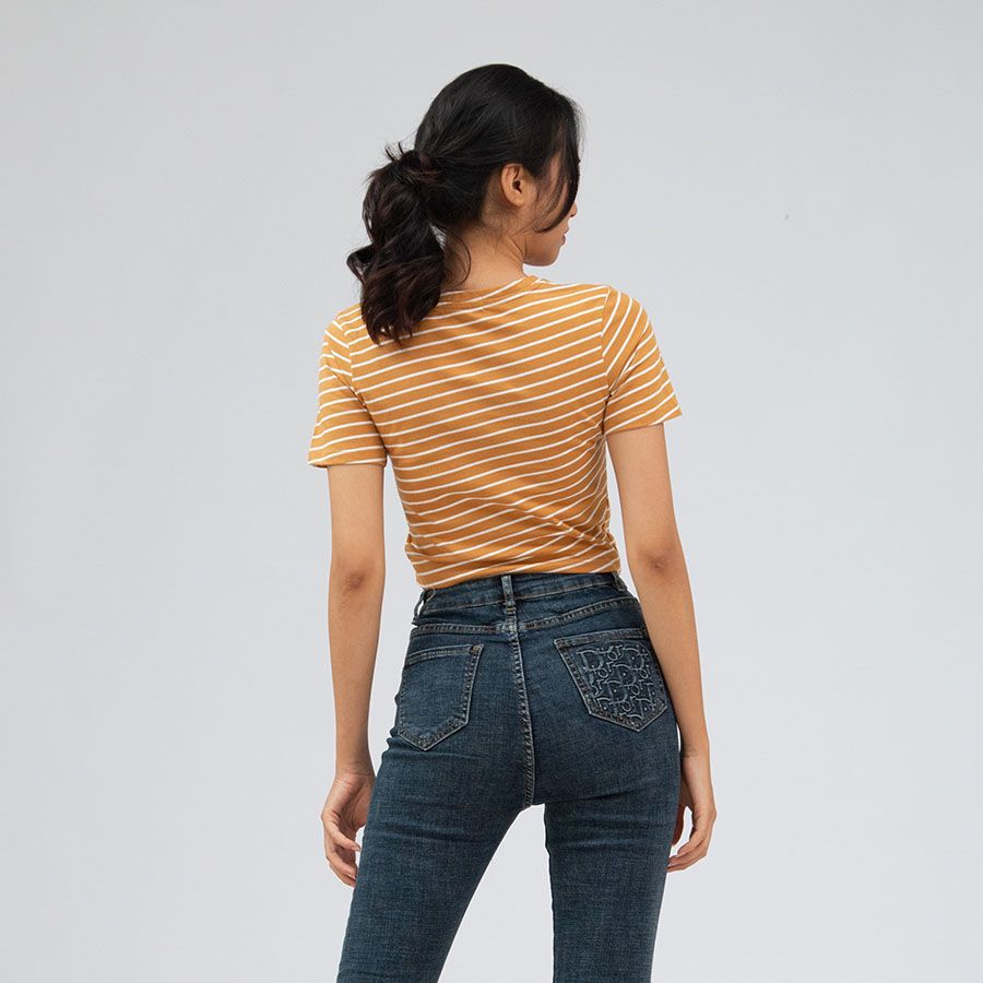 áo thun nữ croptop, ngắn tay_ akh stripe colour 3