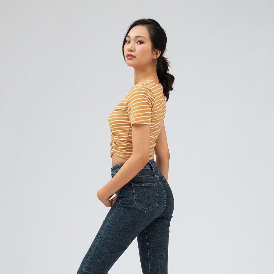 áo thun nữ croptop, ngắn tay_ akh stripe colour 3