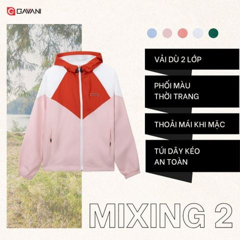 Áo khoác nữ chất liệu dù 2 lớp phối màu thời trang Gavani _ Hoz Mixing 2