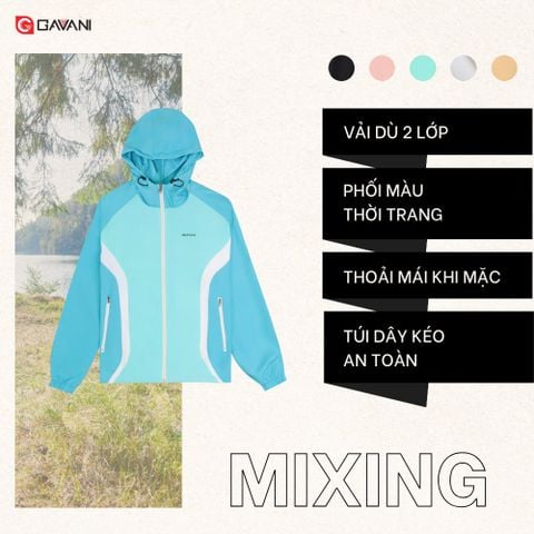 Áo khoác nữ chất liệu dù 2 lớp phối màu thời trang Gavani _ Hoz Mixing