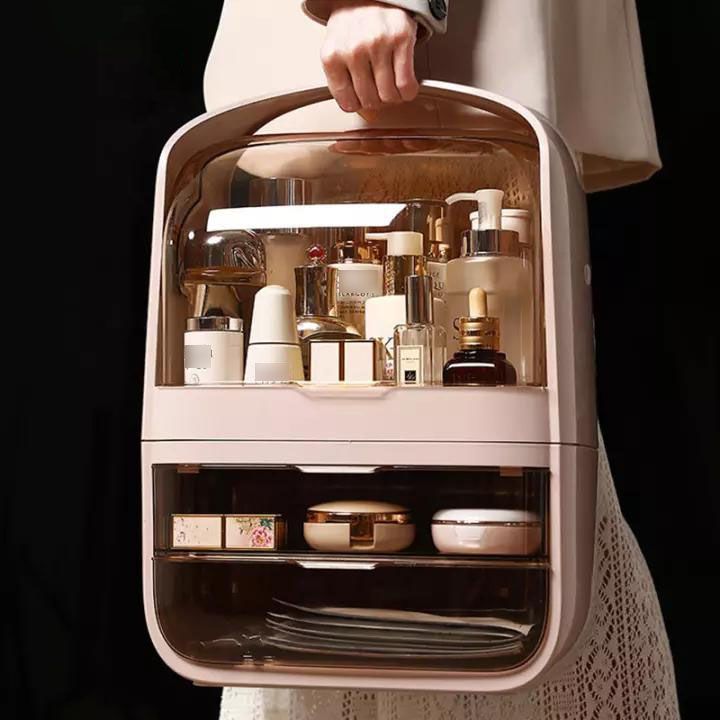 Kệ đựng Mỹ Phẩm 2 Ngăn Thong Minh Co Kệ Tren Va Nắp đậy Cao Cấp Nicesh Shop Thời Trang Nice