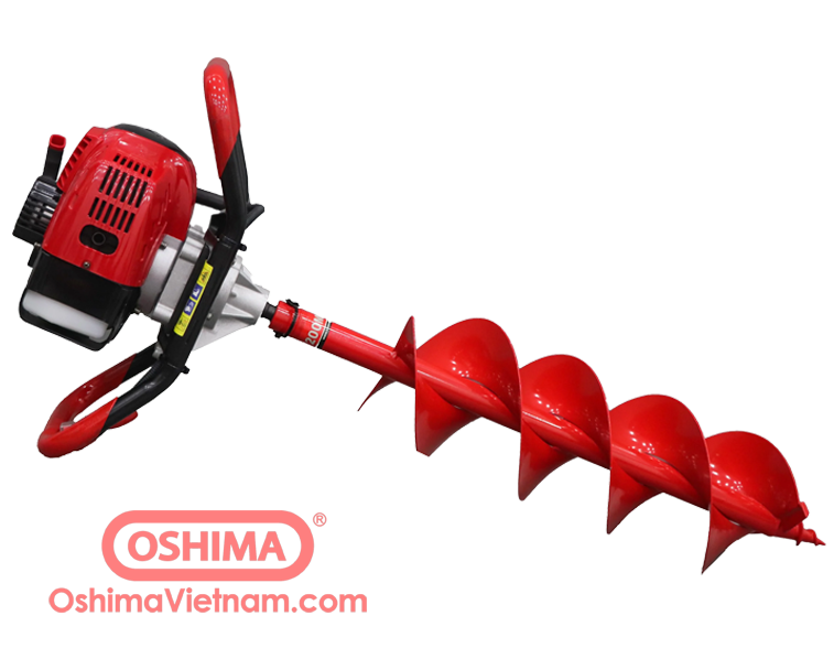 Máy khoan đất khoan lỗ trồng cây, Khoan Đất Oshima 2P động cơ xăng 2 thì tặng kèm mũi khoan 100mm