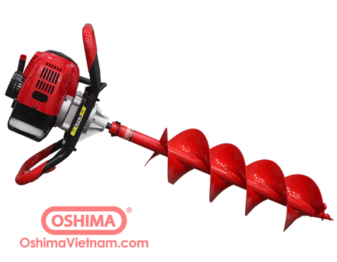 Máy khoan đất khoan lỗ trồng cây, Khoan Đất Oshima 2P động cơ xăng 2 thì tặng kèm mũi khoan 100mm